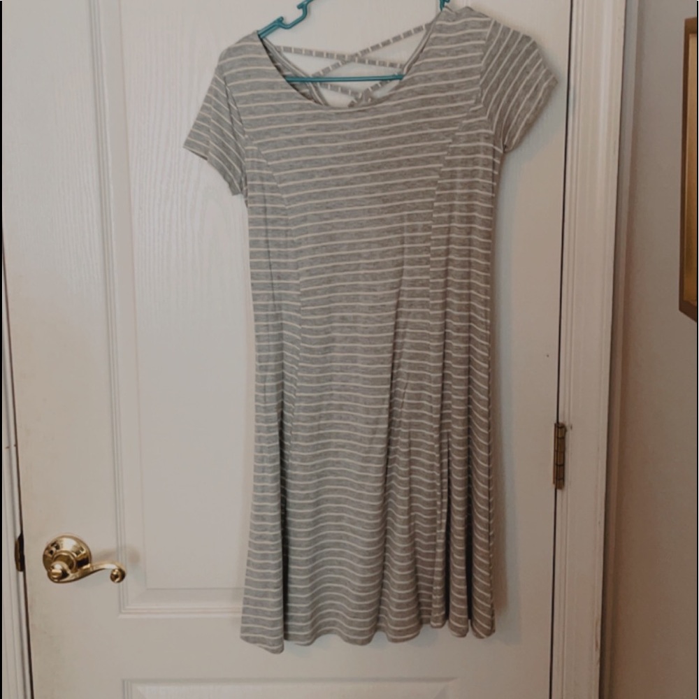 grey stripped dress